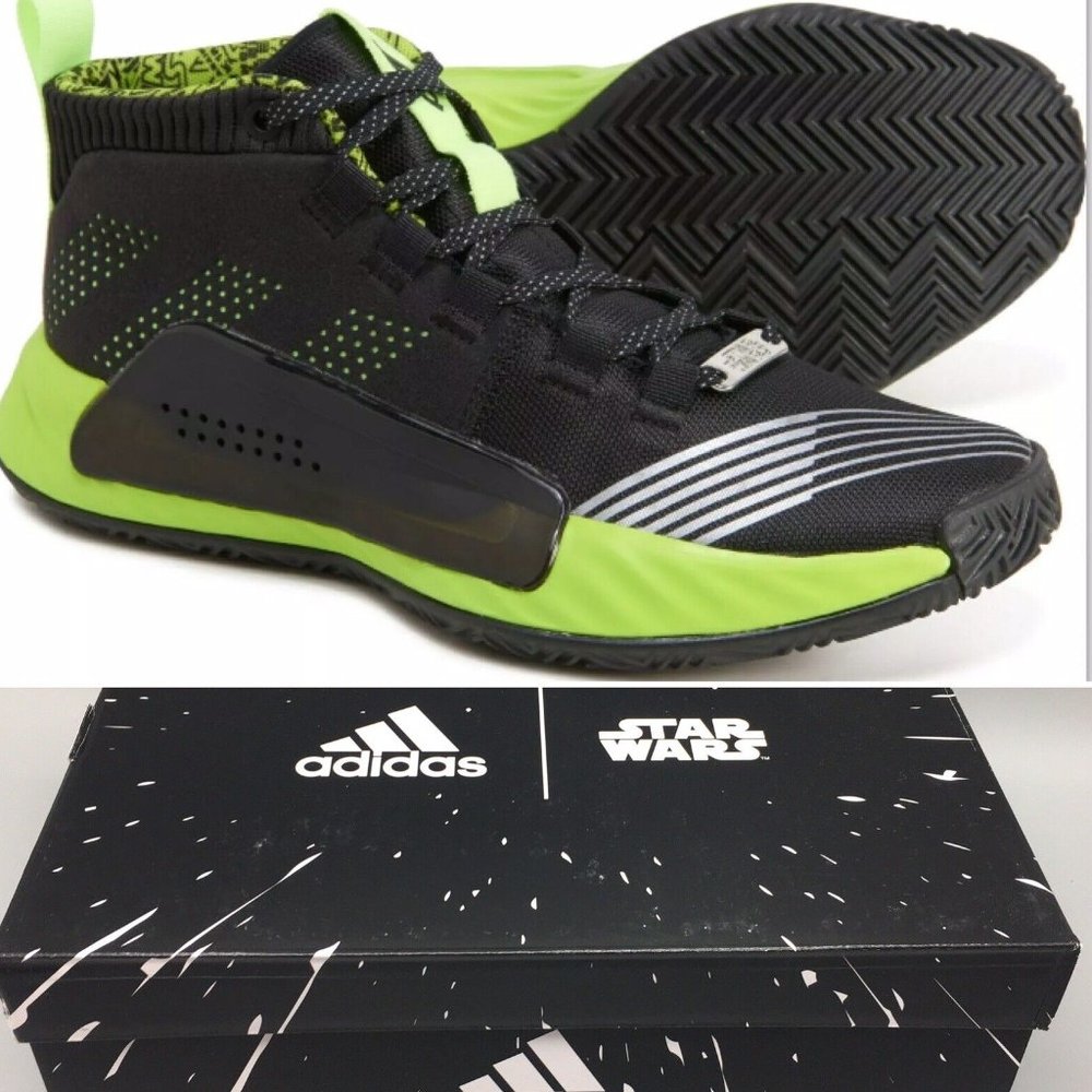 adidas Dame 5 Star Wars Lightsaber Basketball Shoes Sneaker Black Green Boys 6
